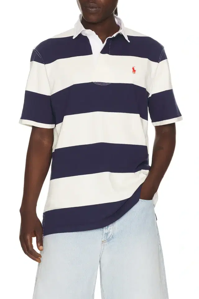 Polo Ralph Lauren Short Sleeve Jersey Knit Iconic Rugby Polo Stripe