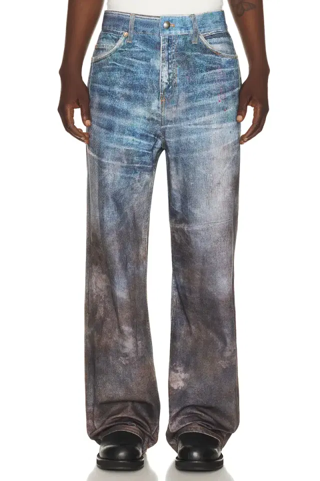 Unisex Festival Mud Printed Jeans