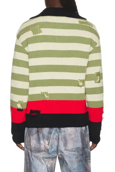 ANDERSSON BELL Stripe Damaged Polo Sweater | Thumbnail 2 ANDERSSON BELL Stripe Damaged Polo Sweater | Thumbnail 2