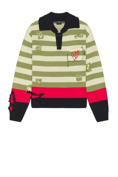 ANDERSSON BELL Stripe Damaged Polo Sweater | Thumbnail 4 ANDERSSON BELL Stripe Damaged Polo Sweater | Thumbnail 4
