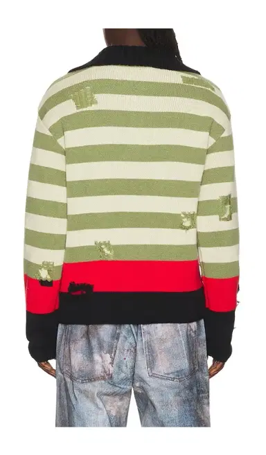 ANDERSSON BELL Stripe Damaged Polo Sweater | Thumbnail 7 ANDERSSON BELL Stripe Damaged Polo Sweater | Thumbnail 7