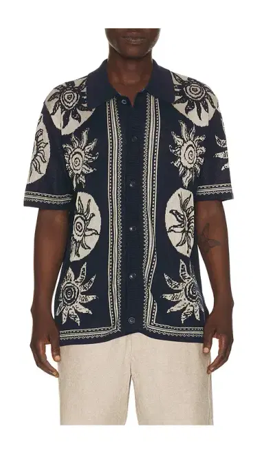 Scotch & Soda Knitted Jacquard Short Sleeve Shirt | Thumbnail 1 Scotch & Soda Knitted Jacquard Short Sleeve Shirt | Thumbnail 1