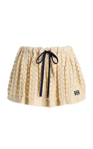 Miu Miu Crocheted Cotton Mini Drawstring Skirt | Thumbnail 1