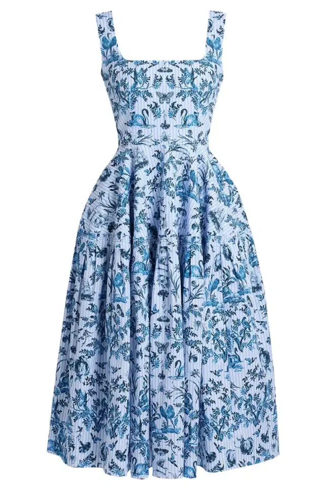 Erdem Stripe Sleeveless Midi Dress