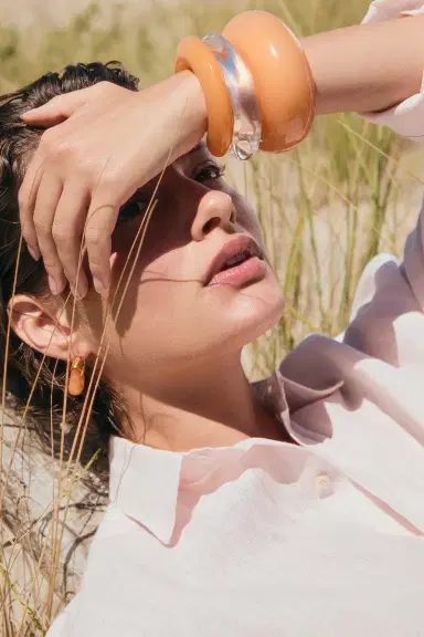 Lizzie Fortunato Tangerine Thin Ridge Cuff Bracelet | Thumbnail 2