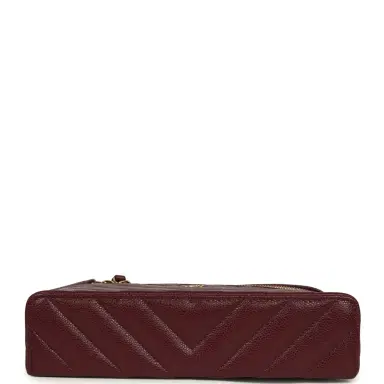 Chanel Chanel Chevron Top Handle Long Vanity Case with Chain Dark Burgundy Shiny Caviar Gold Hardware | Thumbnail 6