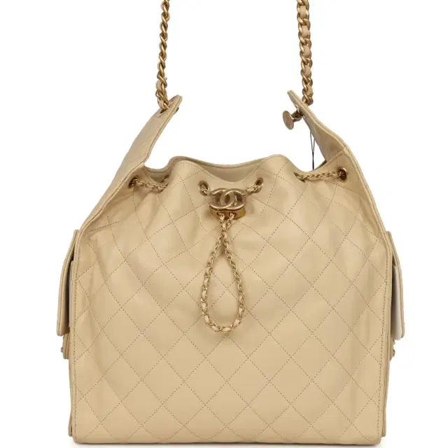 Chanel Chanel Medium 25 Hobo Bag Light Beige Caviar Antique Gold Hardware