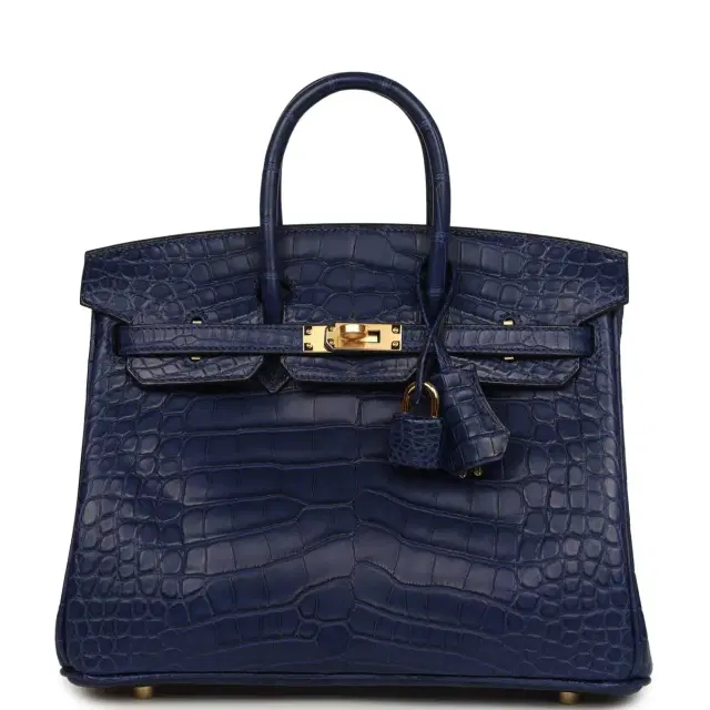 hermes Hermes Birkin 25 Bleu Saphir Matte Alligator Gold Hardware
