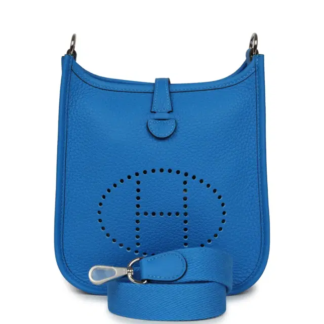hermes Hermes Evelyne TPM New Bleu Hydra Clemence Palladium Hardware