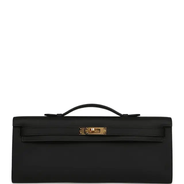 hermes Hermes Kelly Cut Black Swift Gold Hardware