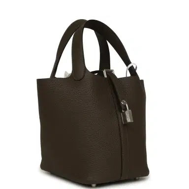 HERMÈS Hermes Picotin Lock 18 Vert Loden Clemence Palladium Hardware | Thumbnail 2 HERMÈS Hermes Picotin Lock 18 Vert Loden Clemence Palladium Hardware | Thumbnail 2