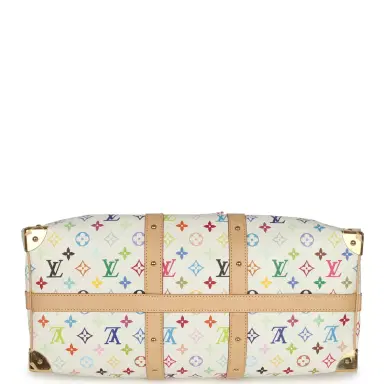 Louis Vuitton Louis Vuitton X Takashi Murakami Keepall Bandouliere 45 White Monogram Multicolored Gold Hardware | Thumbnail 6