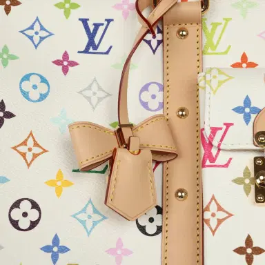 Louis Vuitton Louis Vuitton X Takashi Murakami Keepall Bandouliere 45 White Monogram Multicolored Gold Hardware | Thumbnail 8