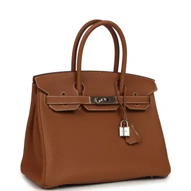 HERMÈS Pre-owned Hermes Birkin 30 Gold Togo Palladium Hardware | Thumbnail 2