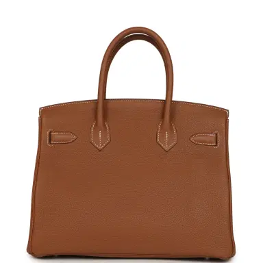 HERMÈS Pre-owned Hermes Birkin 30 Gold Togo Palladium Hardware | Thumbnail 4