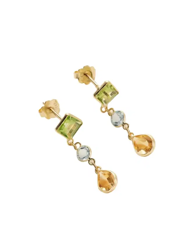 JIA JIA Chakra 14-karat Gold Peridot, Topaz And Citrine Earrings