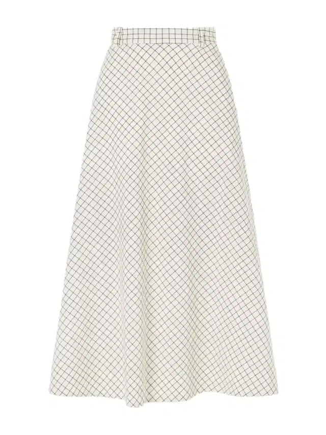 RÓHE Checked Cotton-blend Poplin Midi Skirt