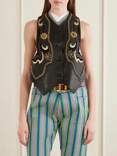 Versace Embellished Leather Vest | Thumbnail 3