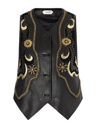 Versace Embellished Leather Vest | Thumbnail 1
