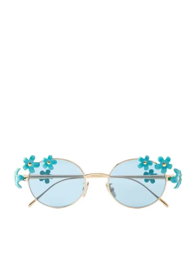 Loewe + Paula's Ibiza Embellished Round-frame Gold-tone Sunglasses
