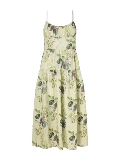 DÔEN Benoit Tiered Gathered Floral-print Ramie Midi Dress | Thumbnail 1 DÔEN Benoit Tiered Gathered Floral-print Ramie Midi Dress | Thumbnail 1