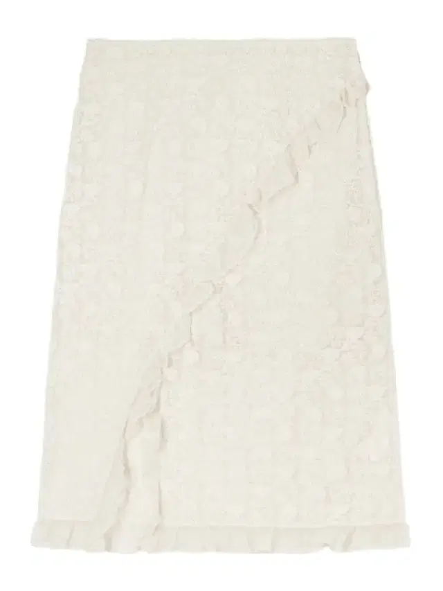 Aurella Ruffled Embroidered Mesh Midi Skirt