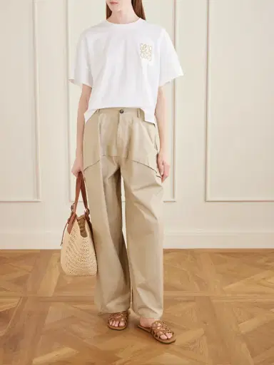 Loewe + Paula's Ibiza Paneled Cotton Gabardine Wide-leg Pants | Thumbnail 2