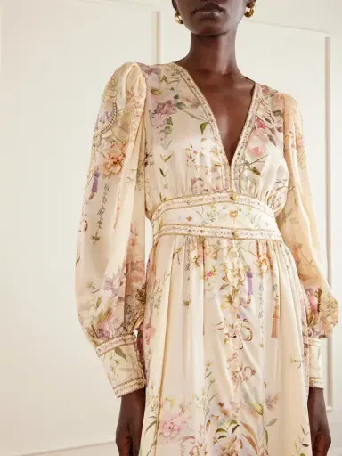 Camilla Crystal-embellished Tiered Floral-print Silk-chiffon Midi Dress | Thumbnail 4 Camilla Crystal-embellished Tiered Floral-print Silk-chiffon Midi Dress | Thumbnail 4
