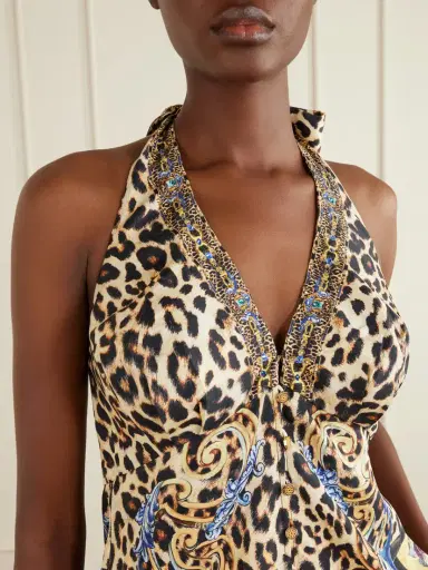 Camilla Embellished Printed Silk Halterneck Playsuit | Thumbnail 4