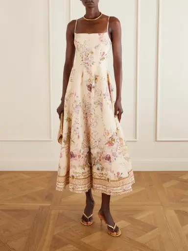 Camilla Crystal-embellished Printed Linen And Silk-blend Midi Dress | Thumbnail 2 Camilla Crystal-embellished Printed Linen And Silk-blend Midi Dress | Thumbnail 2