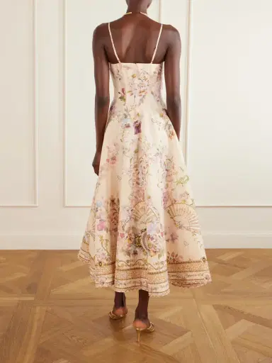 Camilla Crystal-embellished Printed Linen And Silk-blend Midi Dress | Thumbnail 3 Camilla Crystal-embellished Printed Linen And Silk-blend Midi Dress | Thumbnail 3