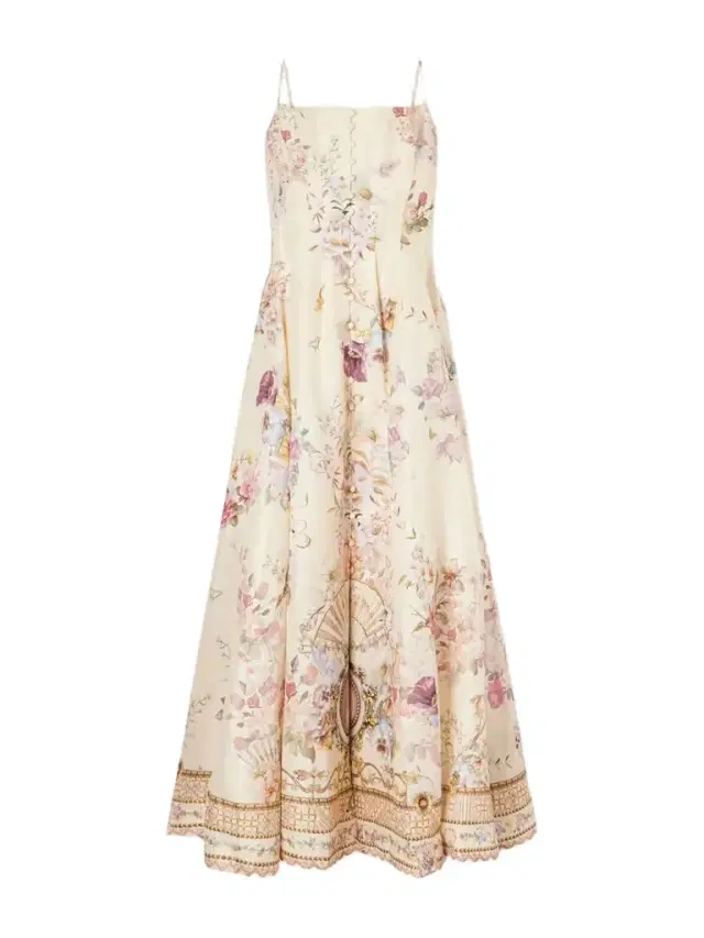 Crystal-embellished Printed Linen And Silk-blend Midi Dress