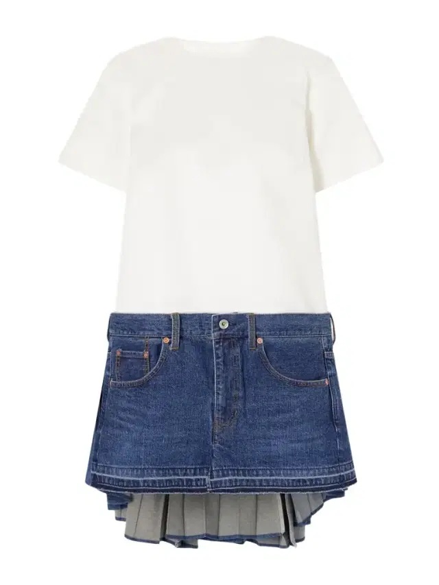 Cape-effect Pleated Cotton And Silk-blend Jersey And Denim Mini Dress