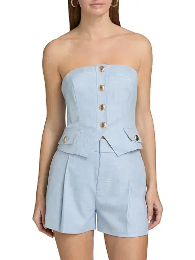 Generation Love Women's Ellery Chambray Suiting Bustier Top - Chambray Blue | Thumbnail 3