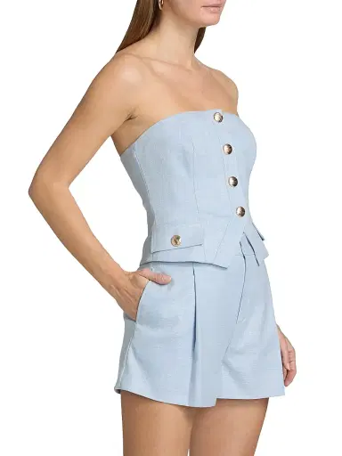 Generation Love Women's Ellery Chambray Suiting Bustier Top - Chambray Blue | Thumbnail 4