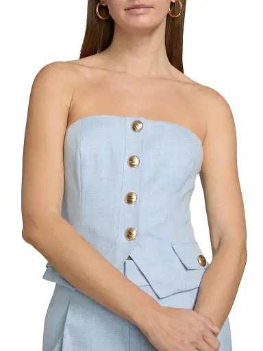 Generation Love Women's Ellery Chambray Suiting Bustier Top - Chambray Blue | Thumbnail 6