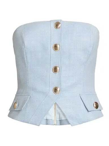 Generation Love Women's Ellery Chambray Suiting Bustier Top - Chambray Blue | Thumbnail 1