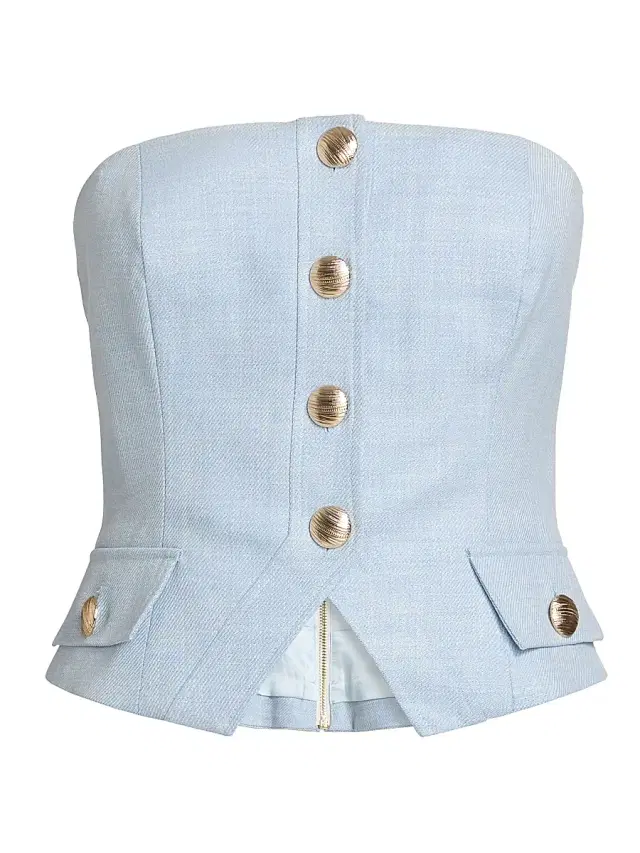 Generation Love Women's Ellery Chambray Suiting Bustier Top - Chambray Blue