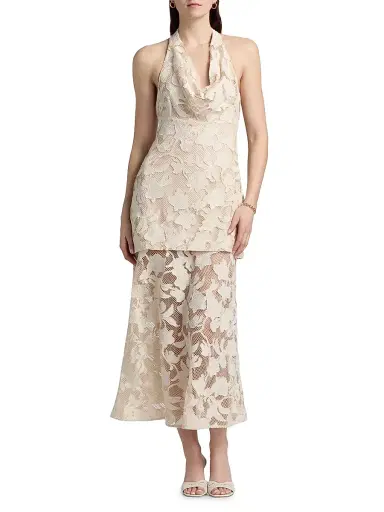 Amur Women's Calypso Lace Halter Midi-Dress - Storm Cloud - Size 12 | Thumbnail 2 Amur Women's Calypso Lace Halter Midi-Dress - Storm Cloud - Size 12 | Thumbnail 2