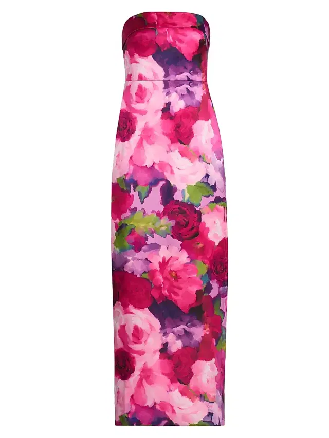 Theia Women's Cleo Floral Strapless Column Gown - Luminous Bouquet