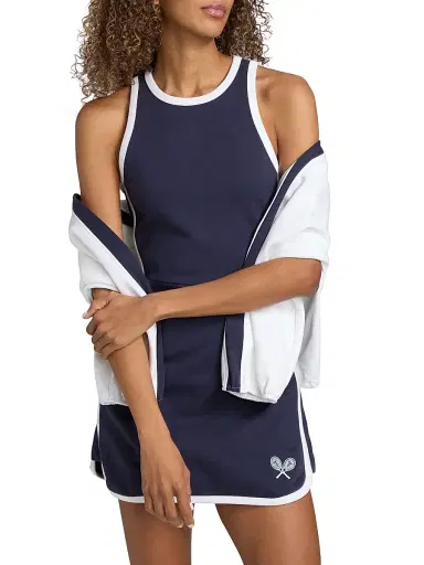TANYA TAYLOR Women's Coco Piped Tennis Minidress | Thumbnail 3 TANYA TAYLOR Women's Coco Piped Tennis Minidress | Thumbnail 3