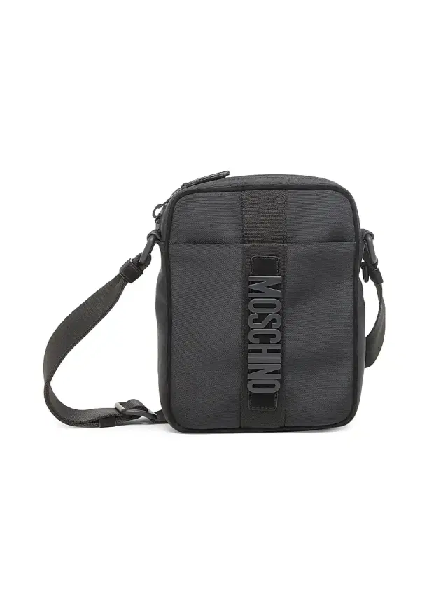 Moschino Men's Logo Hardware Crossbody Bag - Black