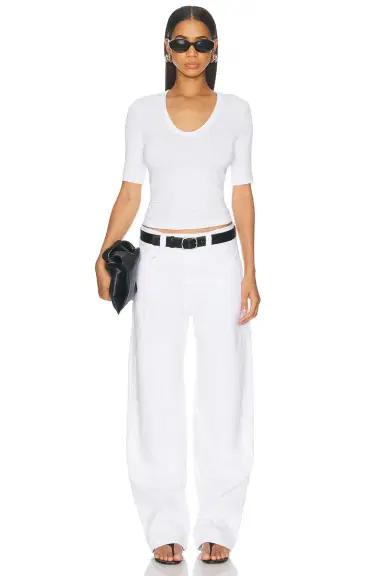 ENZA COSTA Textured Rib Half Sleeve U Neck Top | Thumbnail 4 ENZA COSTA Textured Rib Half Sleeve U Neck Top | Thumbnail 4