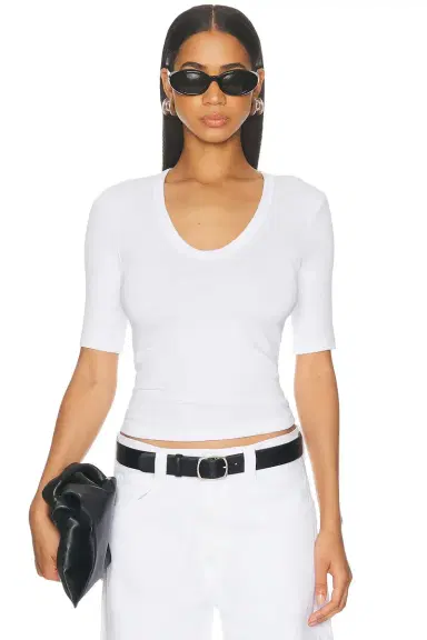 ENZA COSTA Textured Rib Half Sleeve U Neck Top | Thumbnail 1 ENZA COSTA Textured Rib Half Sleeve U Neck Top | Thumbnail 1