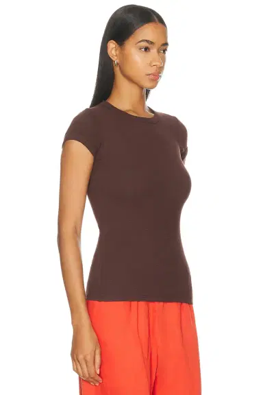 Enza Costa Textured Rib Cap Sleeve Crewneck Tee | Thumbnail 2 Enza Costa Textured Rib Cap Sleeve Crewneck Tee | Thumbnail 2