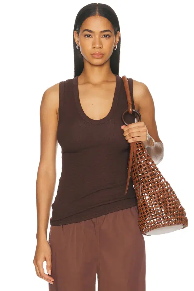 Textured Rib Sleeveless U Neck Tank Top
