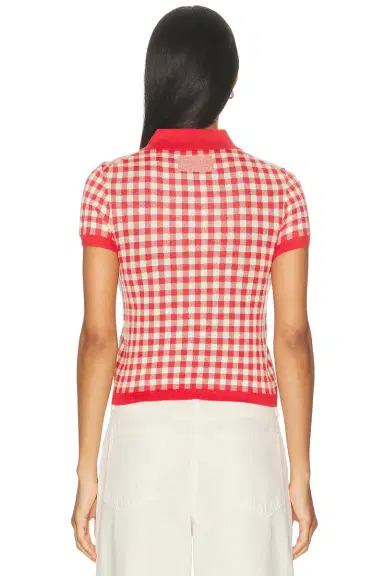 Guest In Residence Gingham Shrunken Polo Top | Thumbnail 3