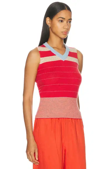 Guest In Residence Collegiate Stripe Vest Top | Thumbnail 2
