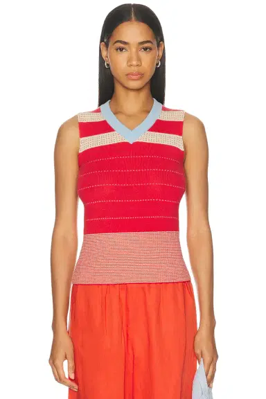 Guest In Residence Collegiate Stripe Vest Top | Thumbnail 1