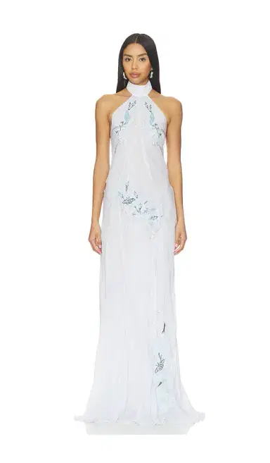 Muma World Blue Vine Embroidered Belmira Dress | Thumbnail 1 Muma World Blue Vine Embroidered Belmira Dress | Thumbnail 1